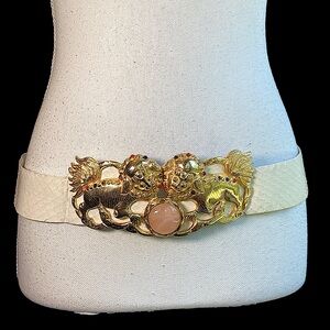 Vintage 1980’s Judith Lieber Foo Dogs Python & Gemstone Belt. (mc)